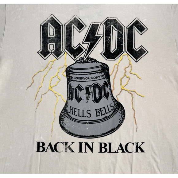 AC/DC | Shirts | Acdc Tshirt L Mens Beige W Back In Black Hells Bells ...